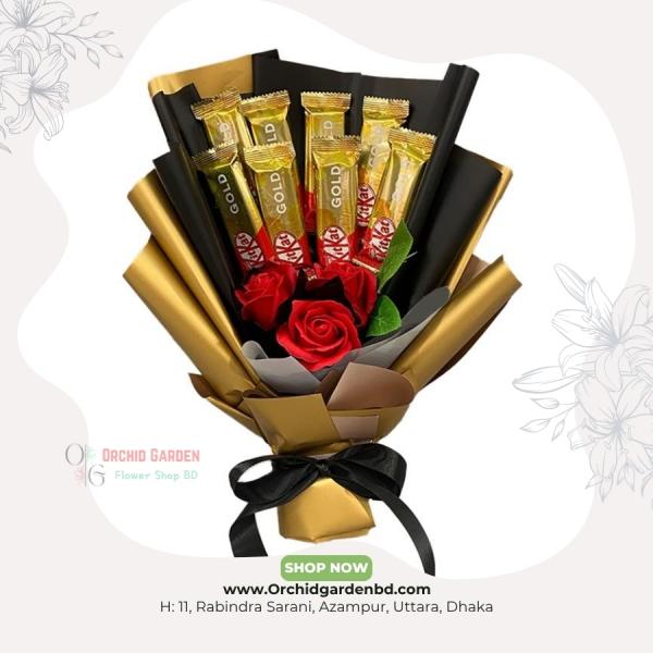 Golden Chocolate Rose Bouquet Premium Edition