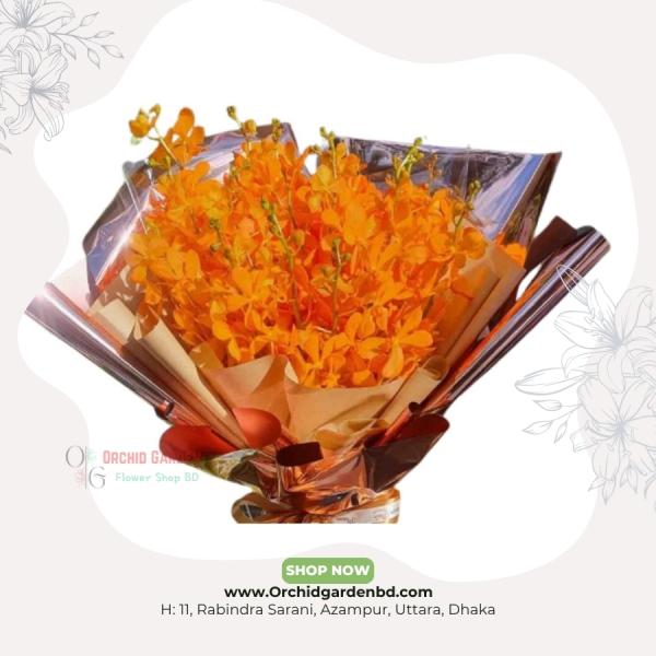 Orange Orchid Premium Bloom Bouquet