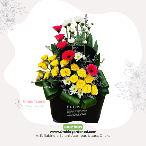 Colorful Celebration Basket – Yellow & Pink Bloom Edition