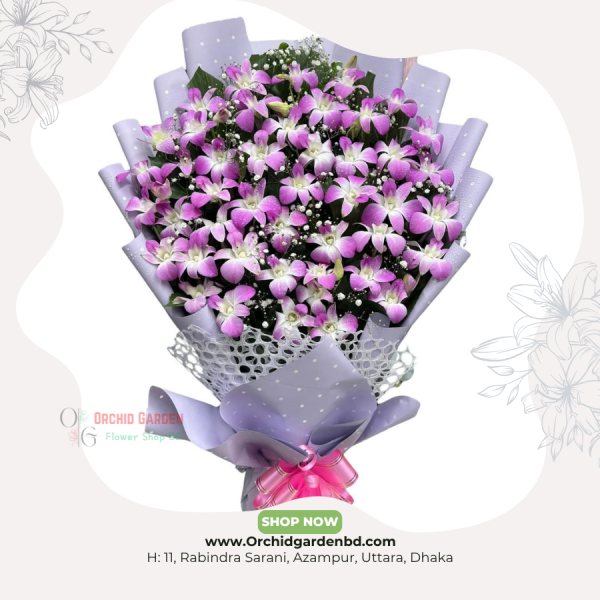 Purple Orchid Premium Bouquet Soft Lavender Edition