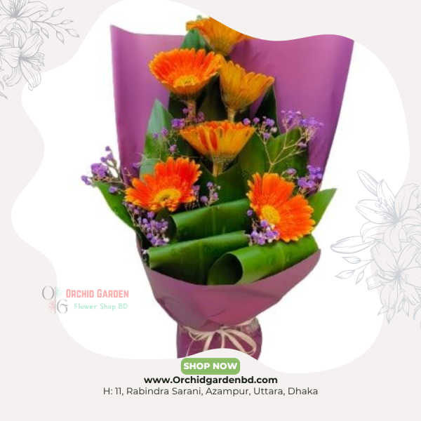 Orange Gerbera Sunshine Bouquet Fresh Bloom Edition