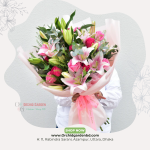 Stand Lily And Pink Rose Flower Bouquet