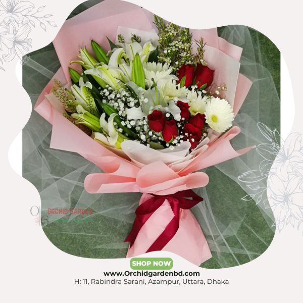 Red Rose White Lily Gypsy Bloom Wrap