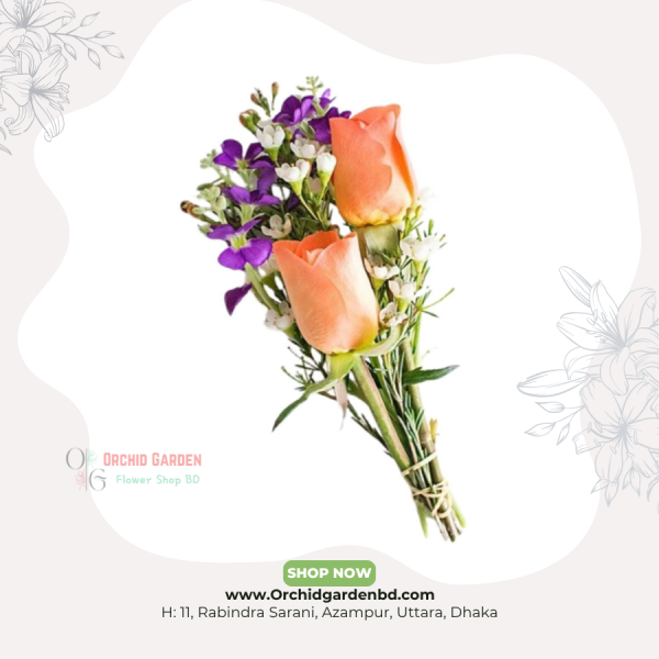 Peach Mini Rose Orchid Posy – Simple Bloom Edition
