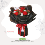 Red Rose White Filler Black Wrap Bouquet