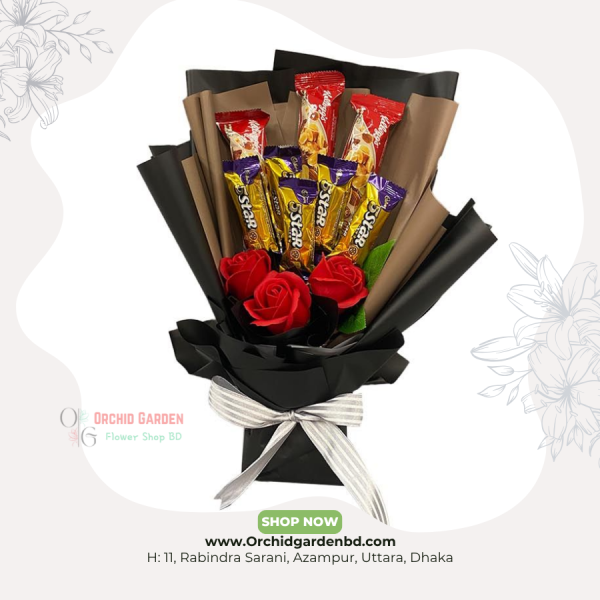Chocolate Rose Black Brown Wrap Bouquet