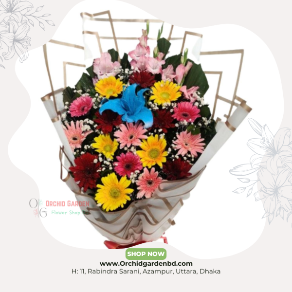 Colorful Gerbera & Lily Celebration Bouquet