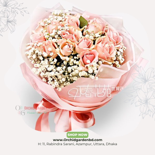 Pink Roses Gypsy Soft Pink Wrap Bouquet