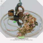 Peach Floral Mirror Engagement Tray – Royal Peacock Edition