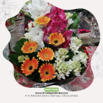 White Pink Gladiolus Orange Gerbera Tuberose Arrangement