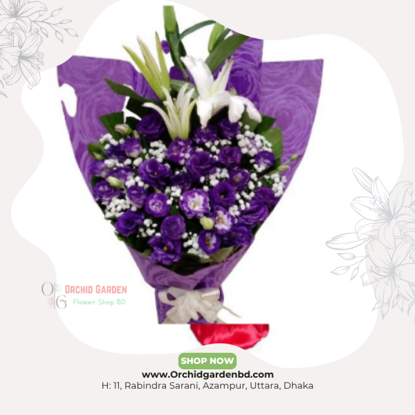 Purple Lisianthus Lily Bouquet