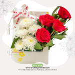 White Chrysanthemum & Red Rose Box