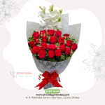 Red Rose with White Gladiolus Bouquet