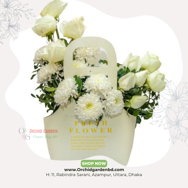 White Flower Bag Arrangement