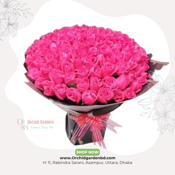 Hot Pink 100 Rose Luxury Bouquet