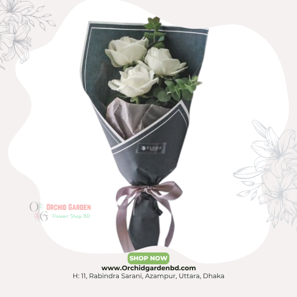 White Rose Premium Trio Bouquet