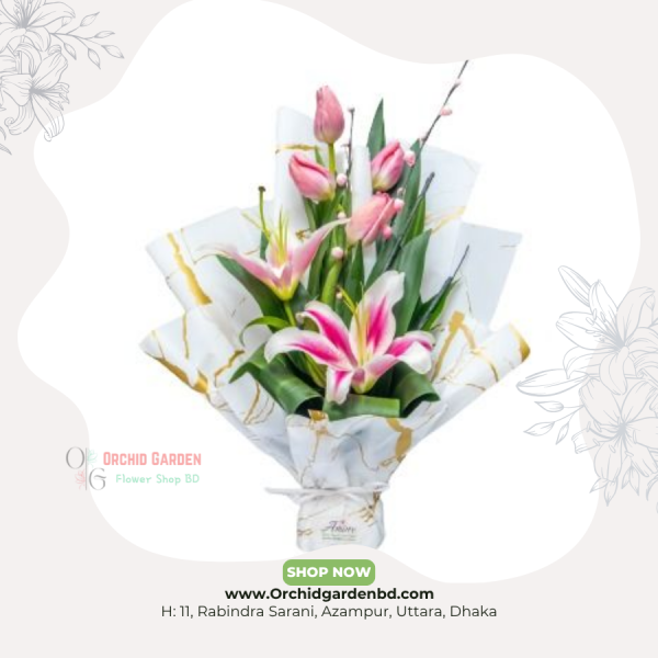 Pink Elegance Stargazer Lily Bouquet