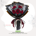 Black & Gold Premium Rose Bouquet – Royal Red Edition