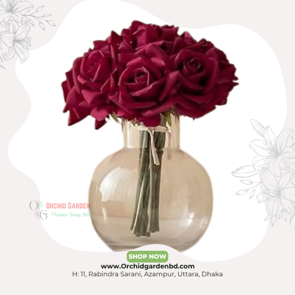 Burgundy Premium Rose Vase – Classic Glass Edition