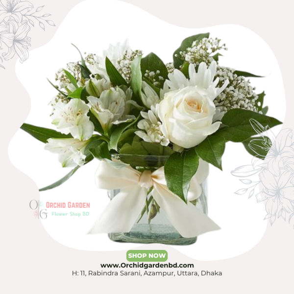 White Premium Vase Flower – Crystal Jar Edition