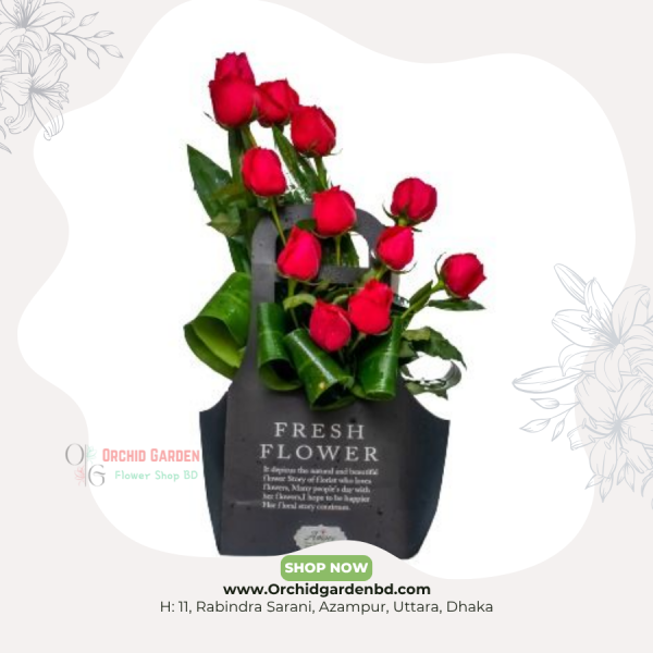 Red Rose Premium Fresh Flower Bag