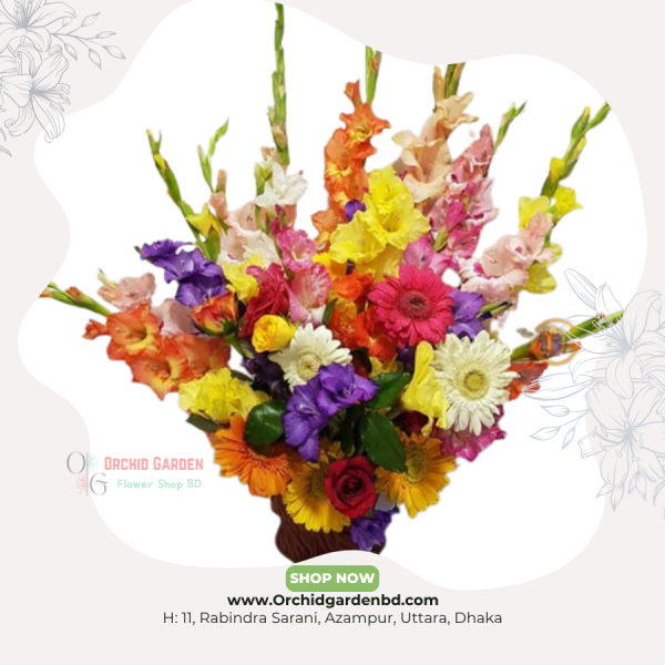 Premium Mixed Floral Basket Arrangement