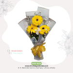 Yellow Gerbera White Filler White Wrap Ribbon Bouquet