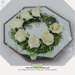 White Rose Octagon Mirror Tray – Premium Floral Edition
