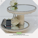 Double Layer Cream Mirror Tray – Pearl & Floral Premium Edition