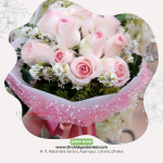 Soft Pink Rose White Filler Pink Glitter Wrap