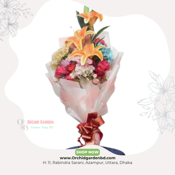 Premium Mixed Blossom Bouquet – Lily & Rose Edition