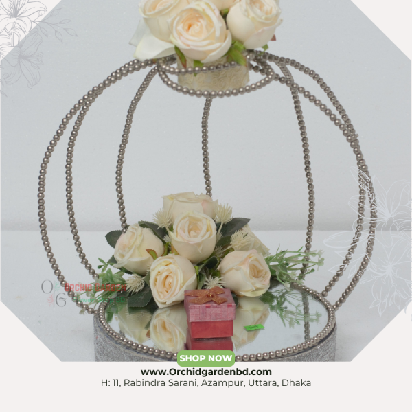 Crown Dome Mirror Stand – Royal Floral Edition