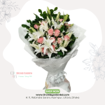 White Lily Pink Rose Harmony Bouquet