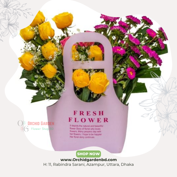 Yellow Rose Aster Bag Arrangement
