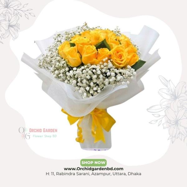 Flowers And Yellow Rose and chinese gypsy Bouquet